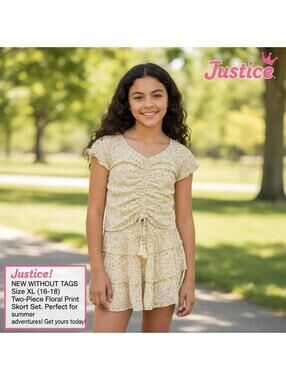 Justice Girls Two-Piece Floral Print Skort Set Size XL (16-
